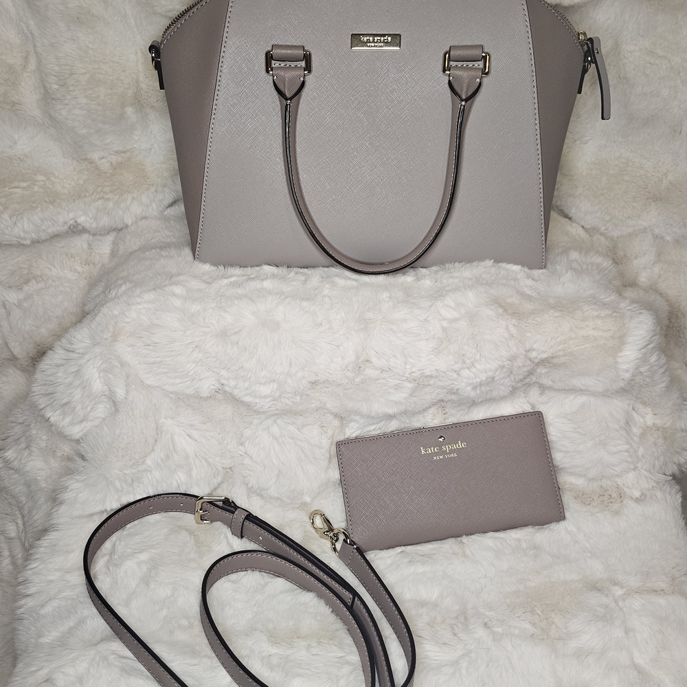 Kate Spade Taupe Satchel and Wallet Set